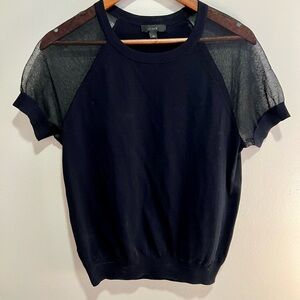 J. CREW - mesh sleeve sweater tee, size XS, black